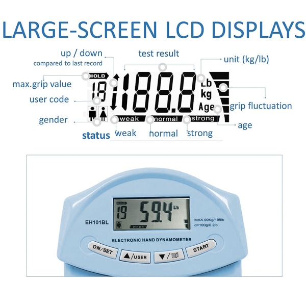 Digital handdynamometer greppstyrkemätare Automatisk