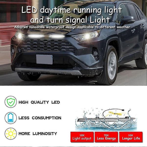 LED Dagkjørelys For Bil Motorpanser Deksel Rotte DRL 2019 2020 2021 Blinklys