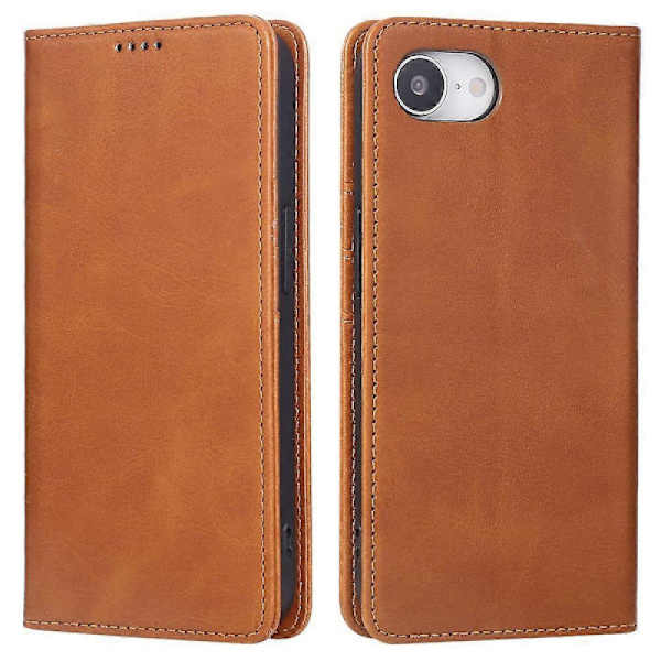 Fodral för iPhone 16e PU Läder Plånboksfodral Brun