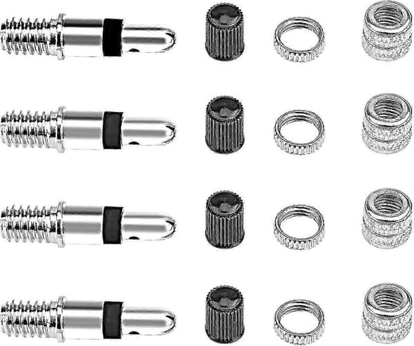 16-delars cykelventil Dunlop komplett set, adapter cykelventil + muttrar + ventil