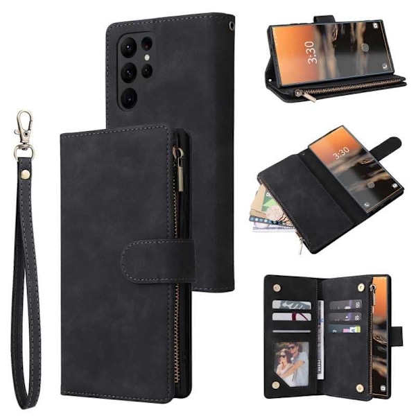 Samsung S24 Ultra Multifunktionellt Plånboksfodral Zipper 8-Fack
