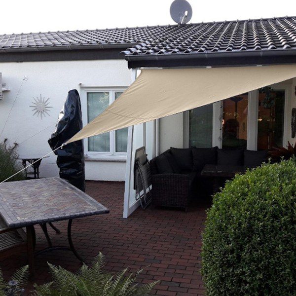 Vattentätt Fyrkantigt Solsegel för Trädgård, Solskydd med Enkel Montering och Hållbar Användning, Perfekt för Uteplatser (Beige-Vit, 2,4 X 2,4 X