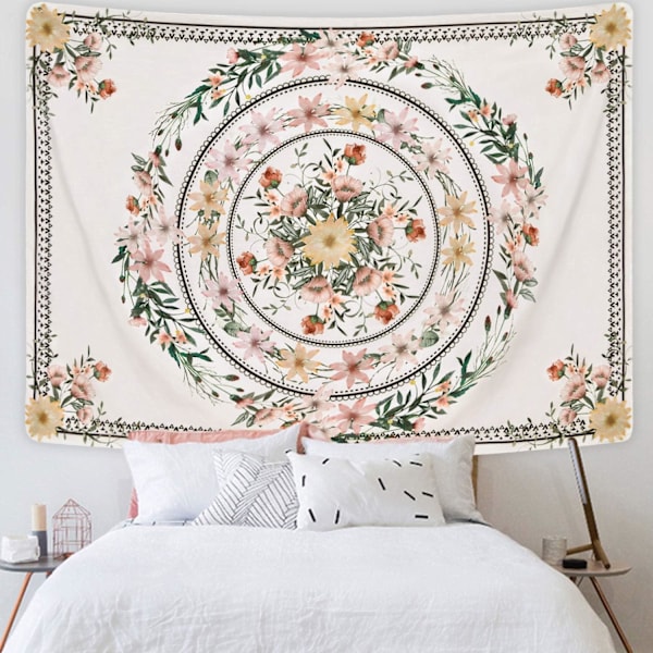 1 st Blommig Mandala Tapestry för Sovrum, Estetisk, Bohemisk, Vägg