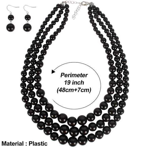Statement halskædesæt med imiterede perler, stor chunky perlehalskæde elegant og sofistikeret simuleret perle statement halskæde perlebesat kunstnerisk retro black