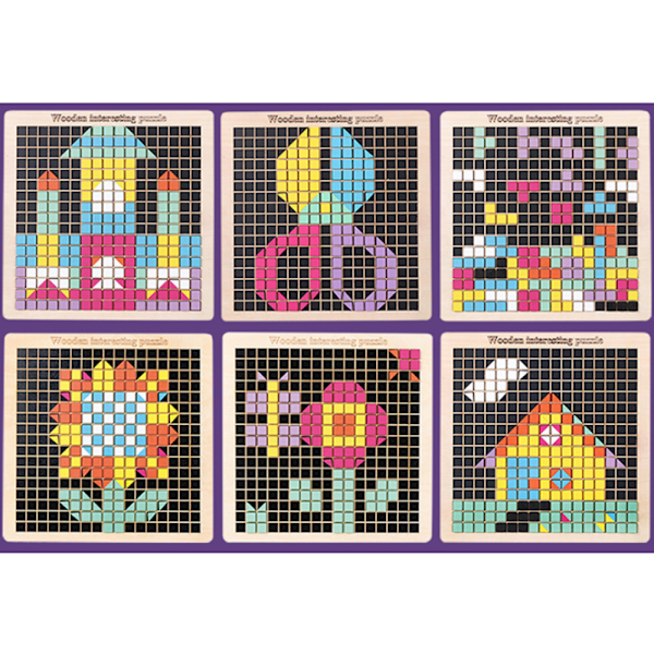 Inspirerande Mosaikpusselset, Kreativitetsutvecklande Byggklossar för Oändliga Mönster, Pedagogiska STEM-leksaker med Geometriska Former, 370 Delar
