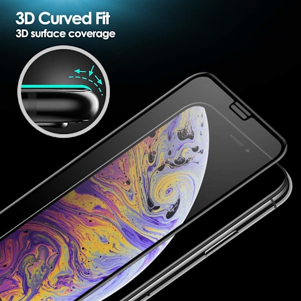 3x Härdat Glasskydd iPhone 11 Pro Max  / Xs Max 5D Full Fit Transparent