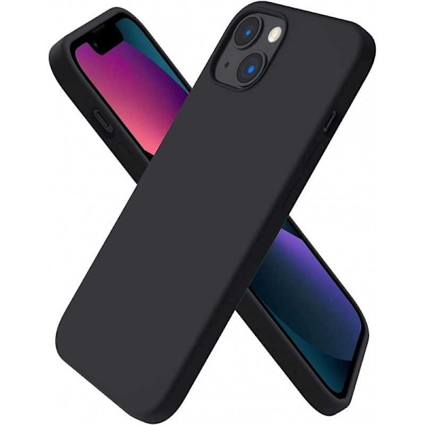 iPhone 15 Plus Gummibelagd Mattsvart Silikon Skal Svart