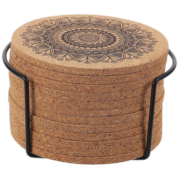 1 sett kreative nordiske Mandala-design runde treunderlegg med stativ
