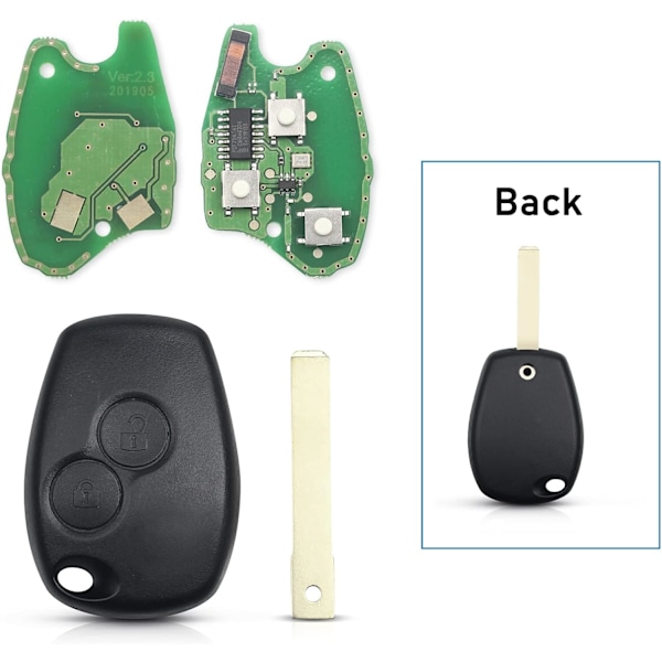 2 knappar 433 Mhz fjärrkontroll bilnyckelbricka skal med PCF7947 chip VA2 blad för Ren-ault Kangoo 2 Clio 3 Duster Modus Twingo DACIA Logan