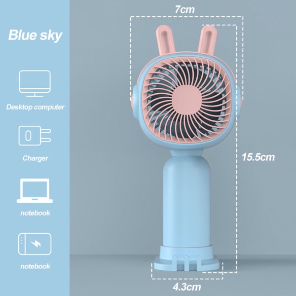 Mini Handheld Fan Bärbar, Laddningsbar Elektrisk USB