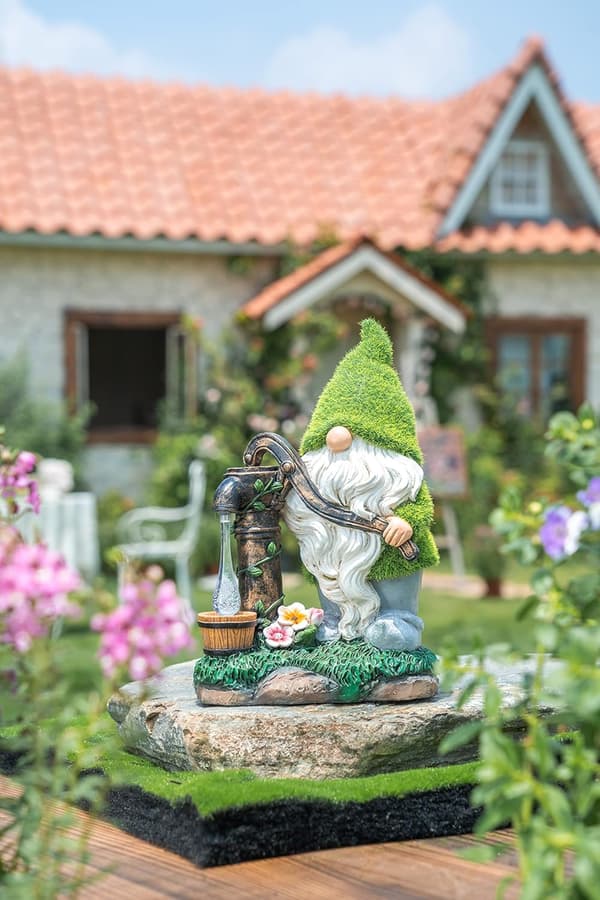 Flocket Hagegnom Dekorasjoner, 29cm Stor Morsom Gnomen Utendørs