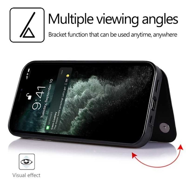 iPhone 15 Stöttåligt Skal Korthållare 3-FACK Flippr Svart