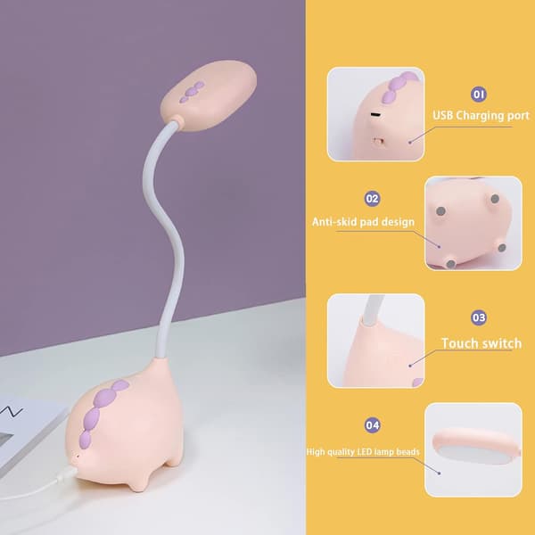 Unik Dinosaur Bordlampe LED Natlys til Børn Trådløs C