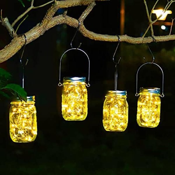 Kreativa solcellsdrivna ljusslingor, för många tillfällen utomhusdekor DIY Mason Jar-hantverk, vattentäta Mason Jar-sollampor med automatisk drift