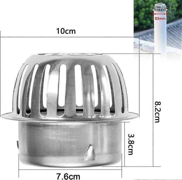 Rendeskræmme i rustfrit stål, metalrendebeskyttere, der hjælper med at holde afløbet frit, stopper tilstopning af blade og affald, egnet til 76 mm ID-rør