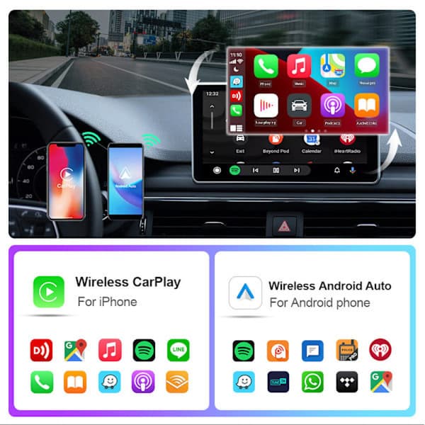 Trådløs CarPlay & Android Auto Adapter 2025 – Nem Plug & Play, Hurtig Forbindelse, Passer til iPhone & Android