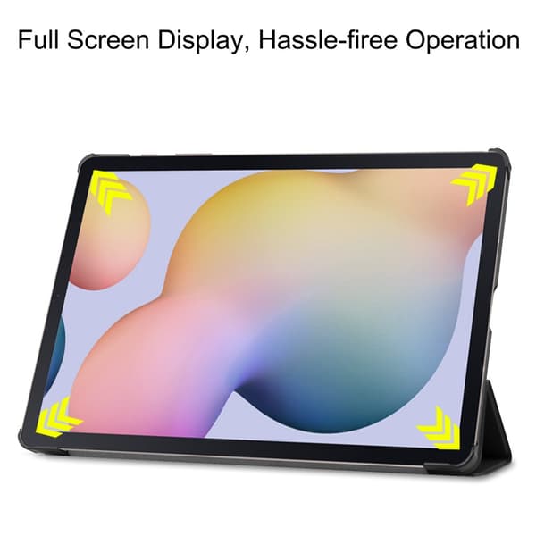 Galaxy Tab S7 Plus, S8 Plus, 12.4 tommer, Etui, Tredobbelt fold, Sort