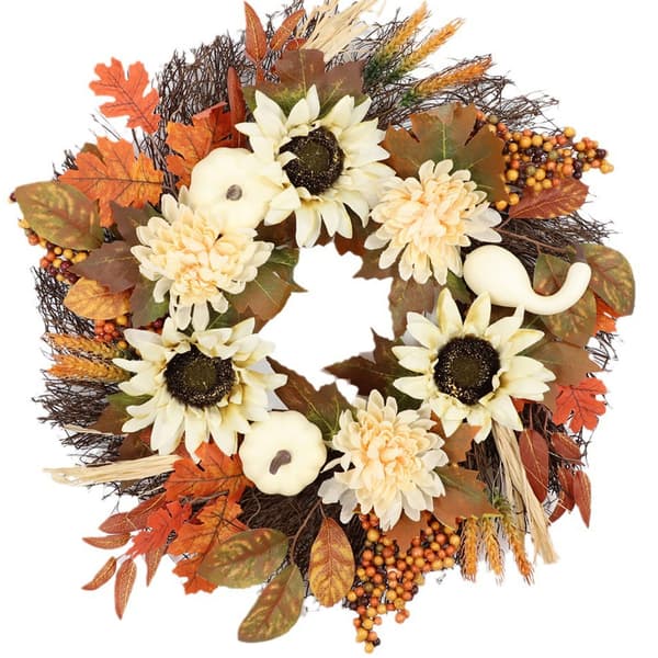 Hvit Thanksgiving Gresskar Krans 50cm