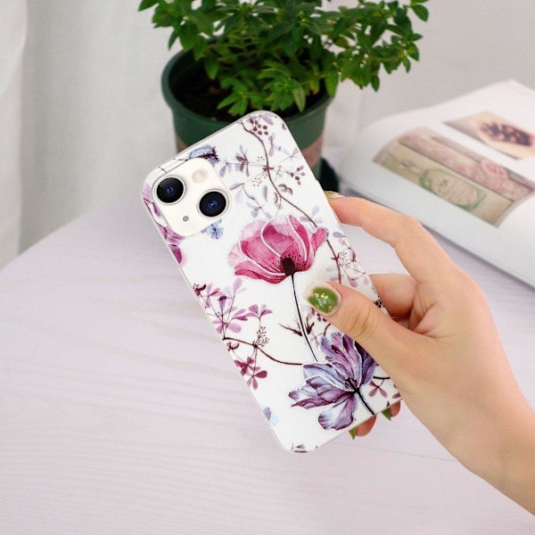 Marmormotiv iPhone 13 Mini skal - Lotus multifärg