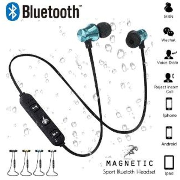 Nya Vattentäta Magnetiska trådlösa Bluetooth-hörlurar|svart svart
