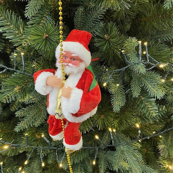 Repklättrande jultomte inomhus utomhus julgransdekorationer
