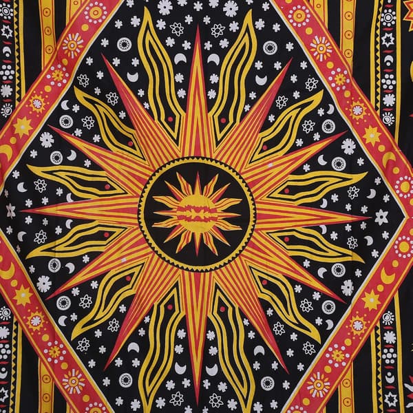 1 stk. bomuld Sol Måne Vægtæppe 213x137cm Hippie Mandala Etnisk