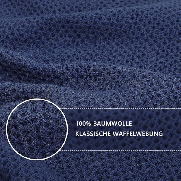 Vaffelvævede viskestykker, giftfri farver, bløde og absorberende, 100 % ringspundet polyester sæt til køkkener, marineblå, 34 x 34 cm, maskinvaskbare