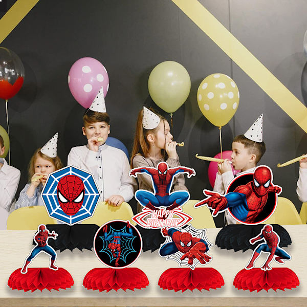 7 Spider-Man-tema fest honeycomb bordpynt til spisning