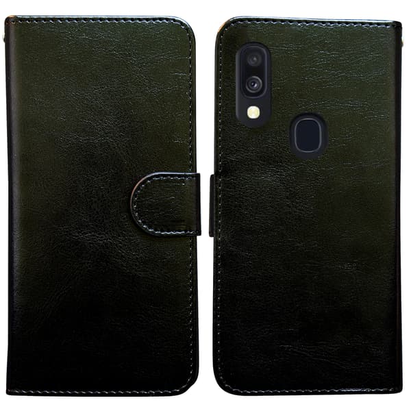 Galaxy A40, läderfodral, skydd, svart Svart