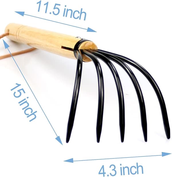 38 cm Trädgårdsklo Kratt | Militärklassat Stål 5 Pinnar och Premium