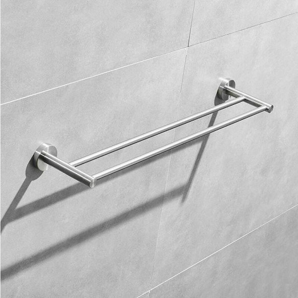 Dubbel Handdukshängare, Modern Design Väggmonterad Rostfritt Stål, Enkel Installation med Dolda Skruvar för Rostsäker Badrumstillbehör, Polerad