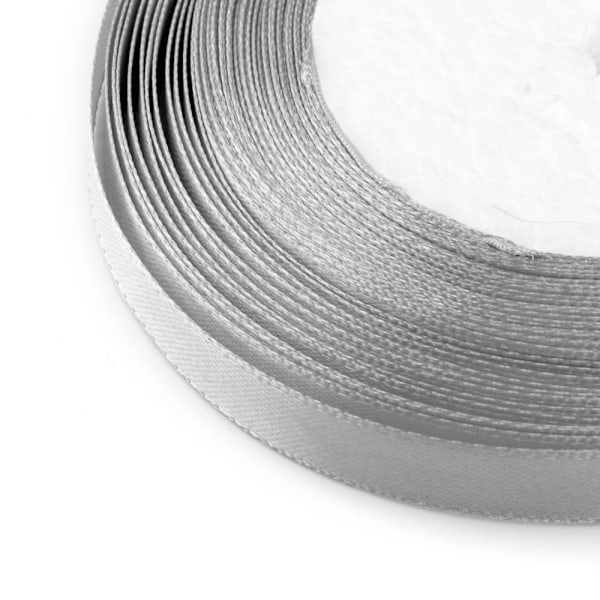 1 Rulle (25yard=22,89 mt.)  Silver Grå satinband 12 mm. bred