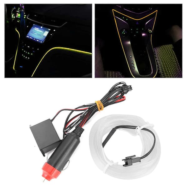 Bil Dekorativ Lysstrimmel Indvendig Belysning Auto LED EL Kold Lampe Modifikationsdele Gul