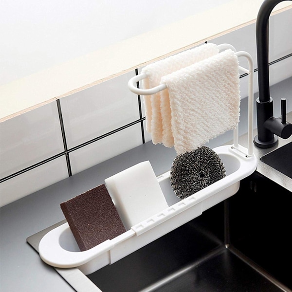 Snabbtorkande Dubbel Stång, Disktras- och Svamptorkställ med Vattenabsorberande Design för Köksbänksorganisering (Tillverkad av Robust PP-Material)