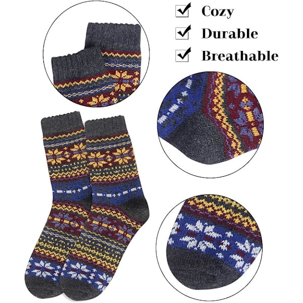 5 par dam vinterstrumpor, varma bomullsullstrumpor unisex present 36-