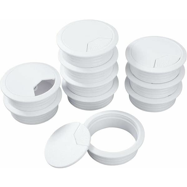 Hvide skrivebordskabelgennemføringer Plastgennemføring til skrivebord P