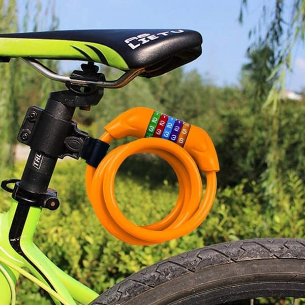Gult cykel lås kabel lås kombinationslås