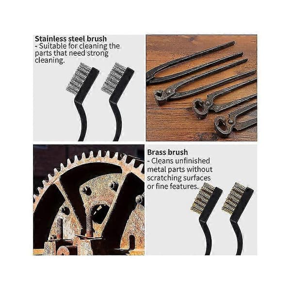 24 stk. stålbørste skrapebørste (rustfritt stål + messing) buet håndtak murerbørste stålbust for