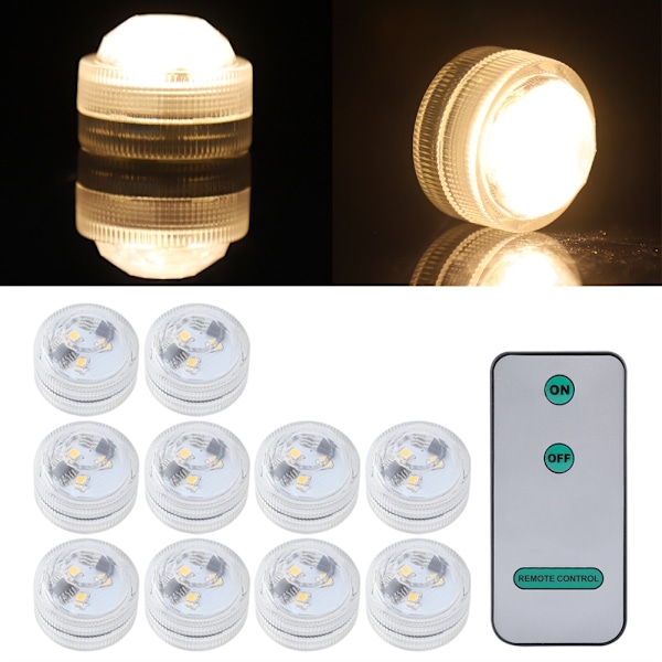 Flerfärgade LED-lampor med fjärrkontroll, Mini dränkbara, Batteridrivna, Vattentäta flamlösa LED-värmeljus för inomhus-/utomhusfester