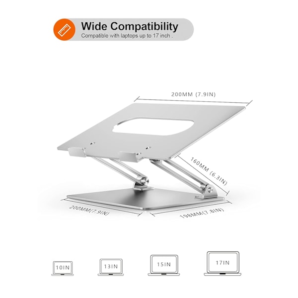 Justerbart Laptopställ, Bred Kompatibilitet Aluminiumlegering Dator Notebook Ställhållare, Ergonomisk Design För 11-17\" Laptops, Stödjer Upp Till 6 kg