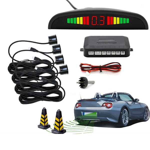 Parkeringsradar med avståndsmätare och LED Display - Silver Silver