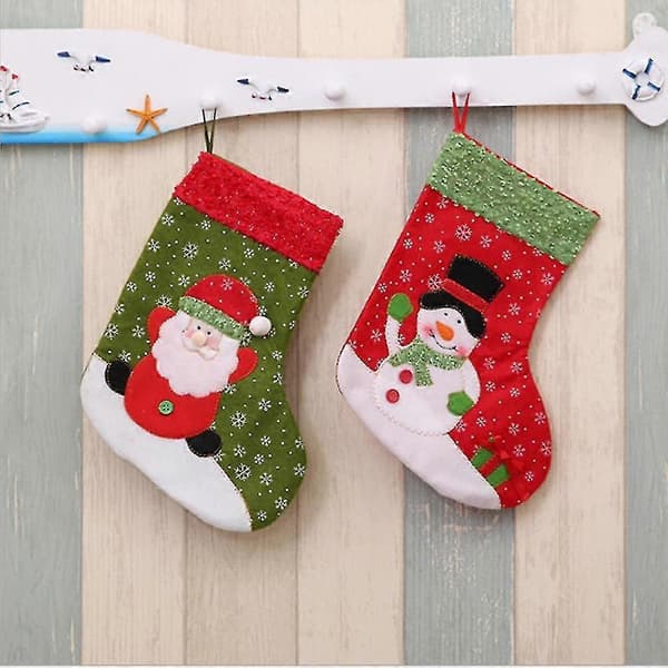 Julestrømper, store julestrømper dekorasjon 45 cm nisse snømann strømpe til hjemmedekorasjon sett med 2