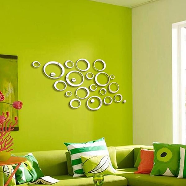 24 delar Mirror Wall Stickers Circles Round Wall Stickers Wall