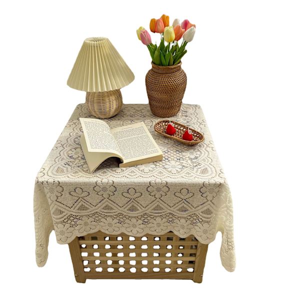 Spetsduk - Rund 90x90 Spetsduk Bohemisk Elegant Blommig Design Bröllopsspetsduk Rektangulär Borstad Duk