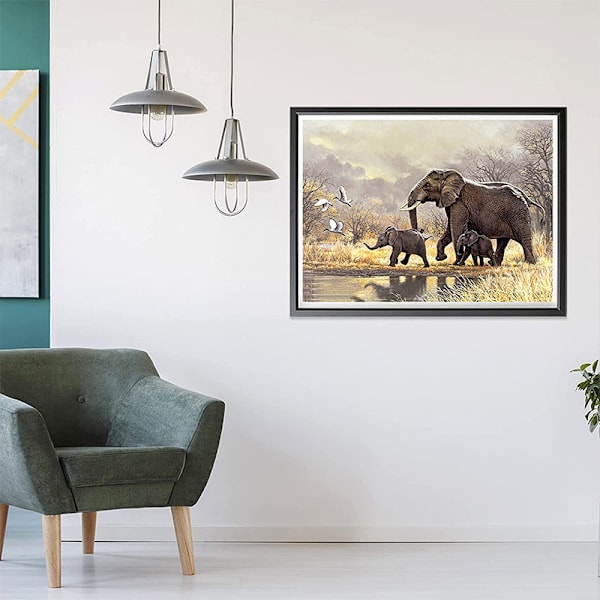 5D Diamantmaleri Sæt til Børn 30x40cm - Dyreelefant