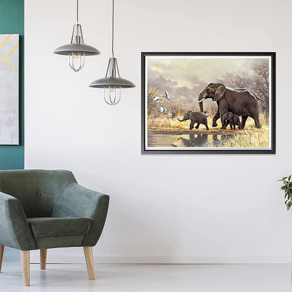 5D Diamantmalingssett for barn 30x40cm - Dyreelefant