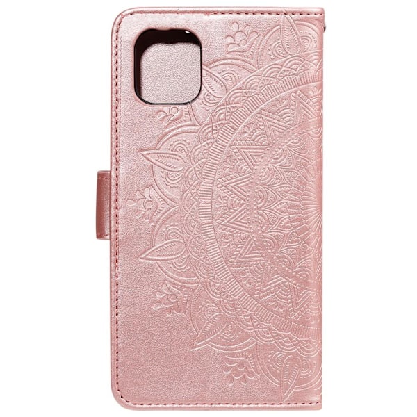 iPhone 13 - Tryckt Mandala Läder Fodral - Roséguld