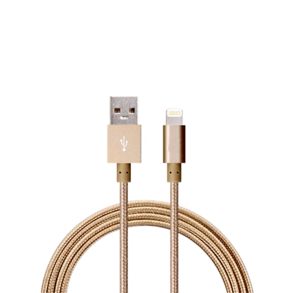 1M Kabel Lightning iPhone Laddare Nylon Quick Charge Guld
