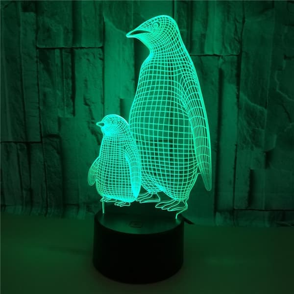 Pingviini 3D-valo 7 värin kosketusvalo Stereoskooppinen 3D-näkövalo