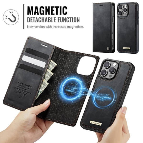 (For iPhone 13) Caseme 2-in-1 MagSafe Detachable Wallet Case with 3 Card Slots and RFID Protection Blue blå